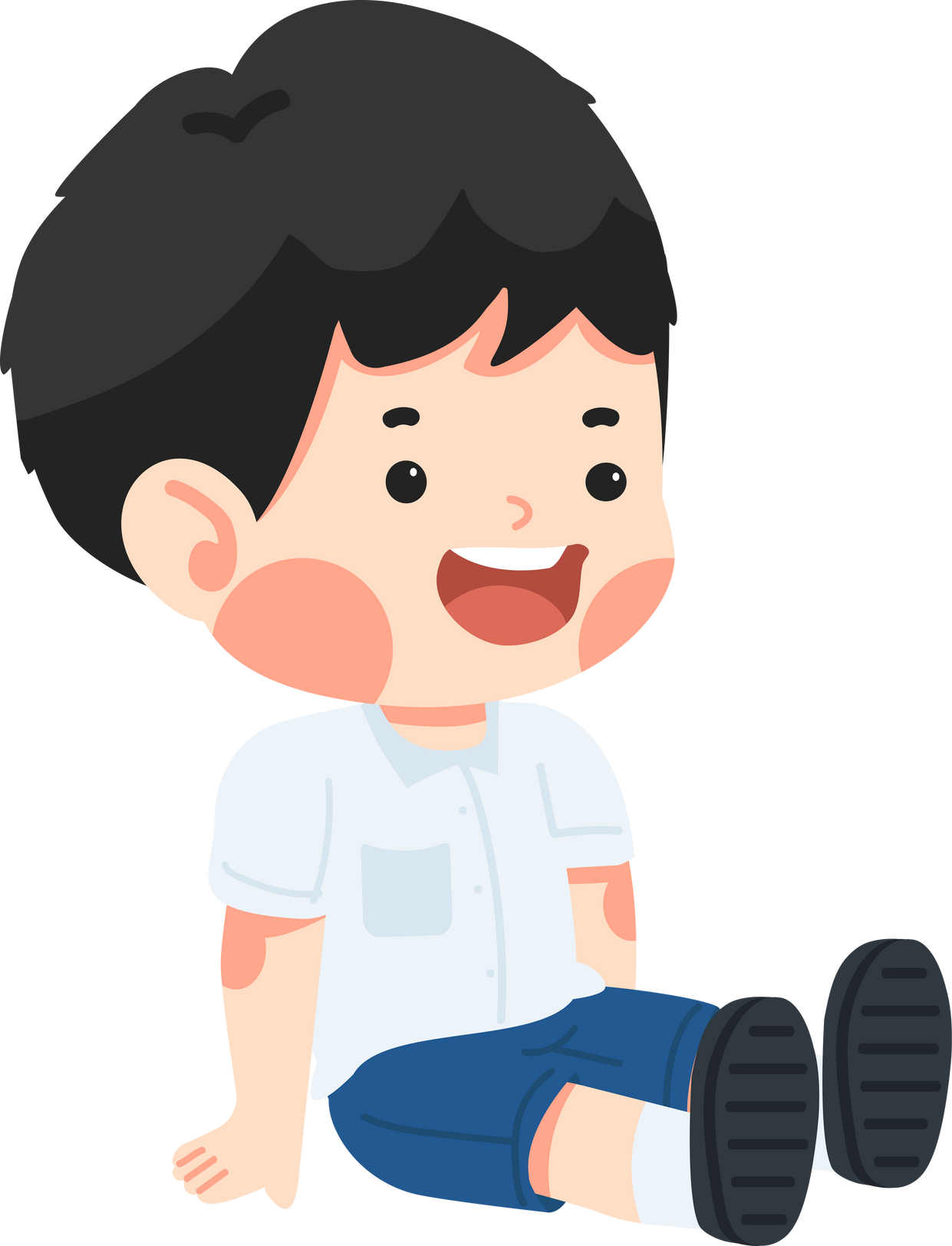 Kid boy sitting on the floor